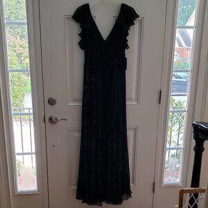 Tadashi - Black and Metallic Lined Silk Gown.  Size 6